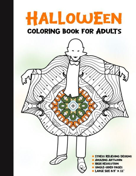 Halloween Coloring Book for Adults: 50 Halloween Illustrations Printed On One Side, Safe For Markers | Fun Craft Activity Gift | Stress Relieving Designs (Spooky House) - 9781696300759