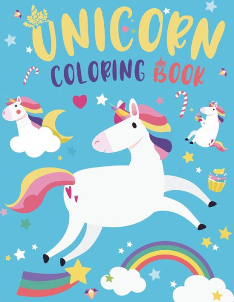 Unicorn Coloring Book : Large Magical Adorable Unicorn Fantasy Coloring Pages For Kids Ages 4-8 & Adults, Kawaii Drawing Gift For Boys & Girls Children
