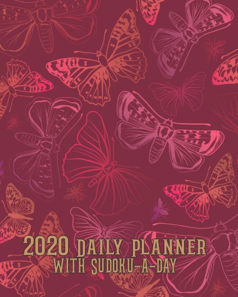 2020 Daily Planner with Sudoku a Day: Red Pink Butterflies Planning by Day Calendar Jan-Dec 2020