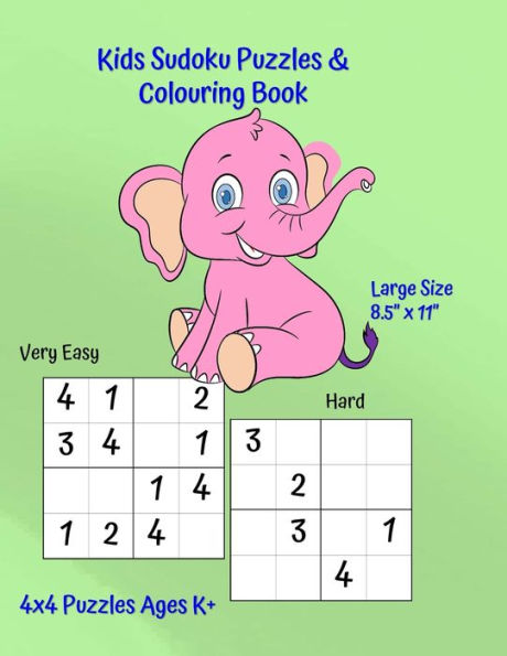 Kids Sudoku Puzzles and Colouring Book: Large 8.5" x 11" Size Puzzle Book | 60 Mixed Ability Squares | Cute Animal Figures to Color | Super Glossy Cover