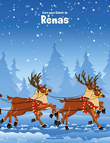 Livro para Colorir de Renas (Portuguese Edition)