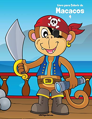 Livro para Colorir de Macacos 4 (Portuguese Edition)
