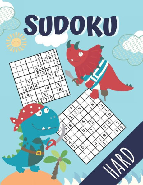 Hard Sudoku: Large print Sudoku, 100 hard puzzles and answers, a perfect gift for boys and riddle lovers! Beautiful dinosaurs design!