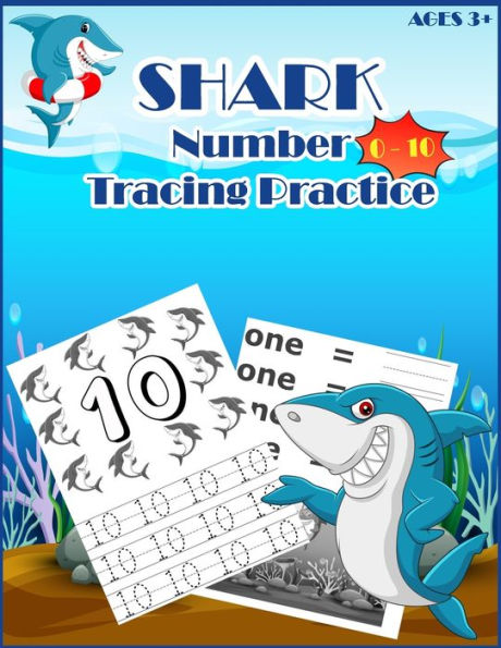 Sharksnumber Tracing Practice : Handwriting Workbook, Number Tracing Books For Kids Ages 3-5