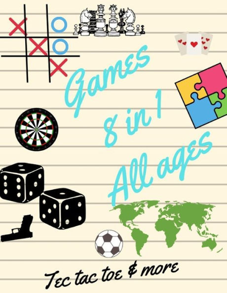 Tec Tac Toe & More Games 8 In 1 All Ages : Printed On High-Quality Paper, Hangman, Captain's Mistress, Dots & Boxes, Tec Tac Toe, Tec Tac Toe 3D, Warships, Mash, Hexagon Game - 9781704078335