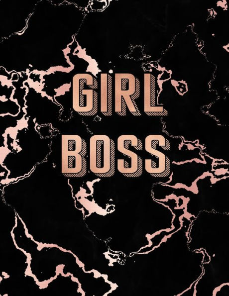 Girl Boss: Inspirational Quote Notebook, Trendy Black Marble and Rose Gold | 8.5 x 11, 120 College Ruled Pages