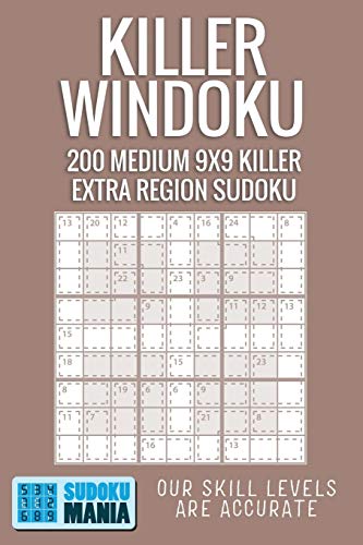 Killer Windoku: 200 Medium 9x9 Killer Extra Region Sudoku