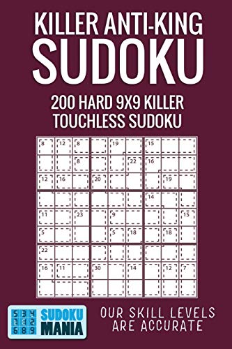 Killer Anti-King Sudoku: 200 Hard 9x9 Killer Touchless Sudoku