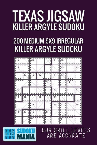 Texas Jigsaw Killer Argyle Sudoku : 200 Medium 9X9 Irregular Killer Argyle Sudoku