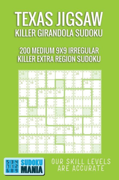 Texas Jigsaw Killer Girandola Sudoku : 200 Medium 9X9 Irregular Killer Extra Region Sudoku