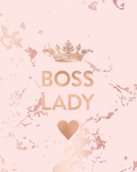 Boss Lady: Inspirational Quote Notebook, Trendy Pink Marble and Rose Gold | 8 x 10, 120 Wide Ruled Pages