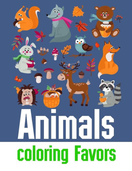 Animals coloring Favors: coloring pages with funny images to Relief Stress for kids and adults (Holiday Cartoon)
