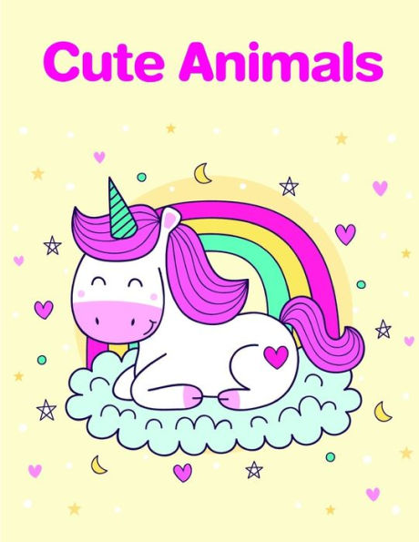 Cute Animals: Coloring Book ,Relax Design for Artists with fun and easy design for Children kids Preschool (pet cartoon)