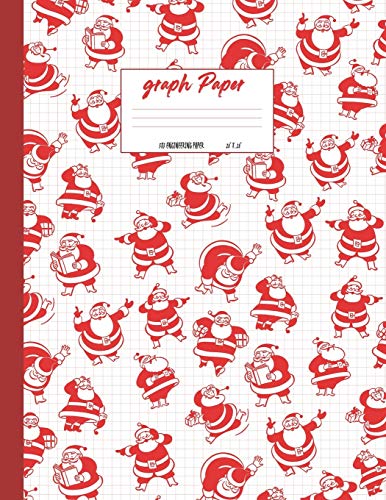 Graph Paper: Vintage Christmas santa theme cover. Large US letter 8.5x11. 5x5 engineering 1/2 inch graphing grid.