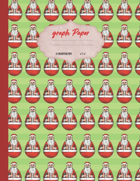 Graph paper: Vintage Christmas Santa Russian Doll theme cover. Large US letter 8.5x11. 5x5 engineering 1/2 inch graphing grid.