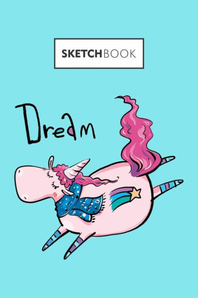 Sketchbook : Turquoise Doodle Notebook - Nice Unicorn Theme Drawing Book - 6X9 Inches, 100 Pages
