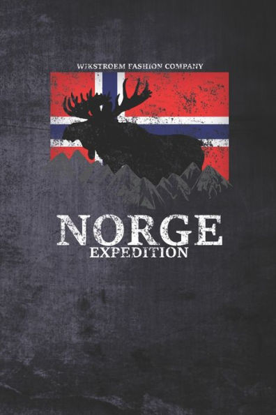 Wikstroem - Notes : Norway Flag Moose Mountains Norge Expedition Used Look - Notebook 6X9 Dot Grid