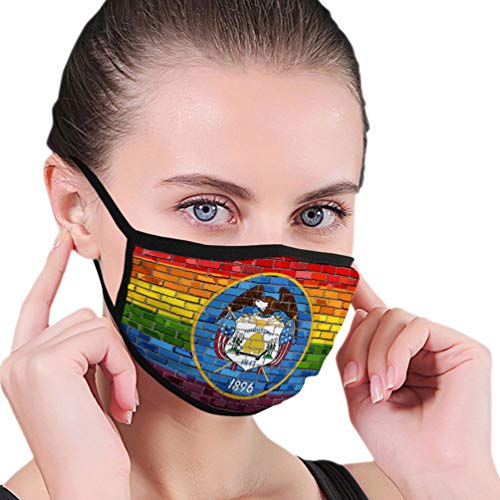 Mouth Covers for Men Women Boys Girls Brick wall utah and gay flags Mouth Shield