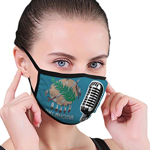 Anti-Dust Shield for Kids Women and Men oklahoma flag and microphone Unisex Shield