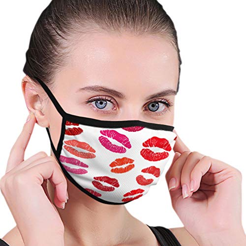 for Adult Kids, Various Use Adjustable Half Face Shield red Lipstick kiss Seamless Pattern Sports Shield