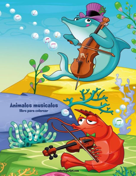 Animales musicales libro para colorear 1 (Spanish Edition)