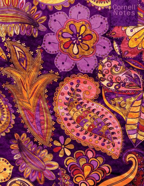 Cornell Notes: Large Student Cornell Note Taking System | 120 Pages | Purple Paisley