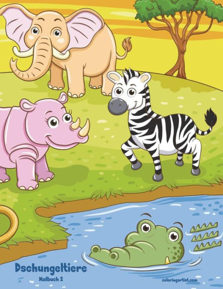 Dschungeltiere-Malbuch 2 (German Edition)