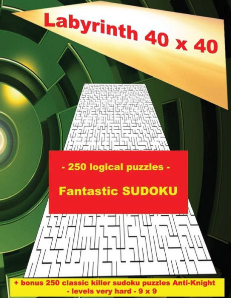Labyrinth 40 x 40 - 250 logical puzzles - Fantastic SUDOKU: Large Print + Solutions + bonus 250 classic killer sudoku puzzles Anti-Knight - levels very hard - 9 x 9 (PITSTOP Puzzle Bonus)