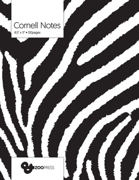 Cornell Notes : B&W Zebra Pattern Cover - Best Note Taking System for Students, Writers, Conferences. Cornell Notes Notebook. Large 8. 5 X 11 , 120 Pages. College Note Taking Paper, School Supplies