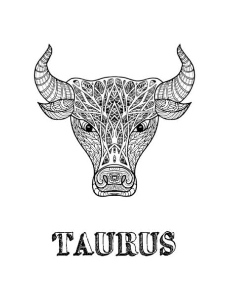 Taurus: Coloring Book With Three Different Styles Of All Twelve Signs Of The Zodiac. 36 Individual Coloring Pages. 8.5 X 11