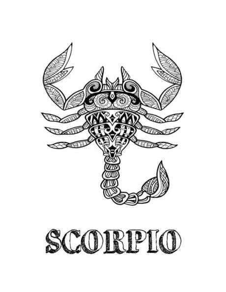 Scorpio: Coloring Book With Three Different Styles Of All Twelve Signs Of The Zodiac. 36 Individual Coloring Pages. 8.5 X 11