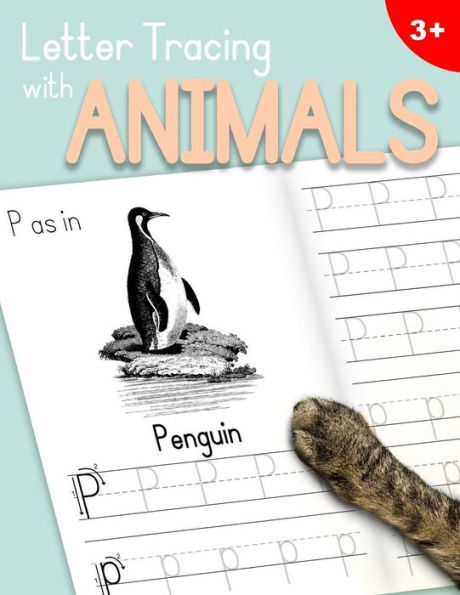 Letter Tracing With Animals : Learn The Alphabet - Handwriting Practice Workbook For Children In Preschool And Kindergarten - Light Blue-Peach Cover
