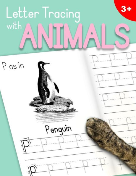 Letter Tracing With Animals : Learn The Alphabet - Handwriting Practice Workbook For Children In Preschool And Kindergarten - Mint-Pink Cover
