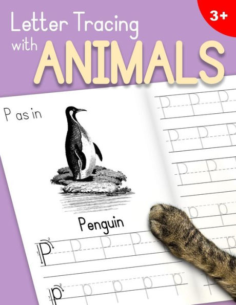 Letter Tracing With Animals : Learn The Alphabet - Handwriting Practice Workbook For Children In Preschool And Kindergarten - Lavender-Peach Cover