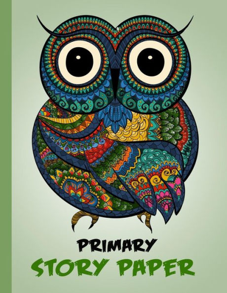Primary Story Paper: Draw & Write Composition Book For Kids - Owl Green