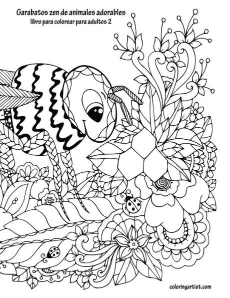 Garabatos zen de animales adorables libro para colorear para adultos 2 (Spanish Edition)