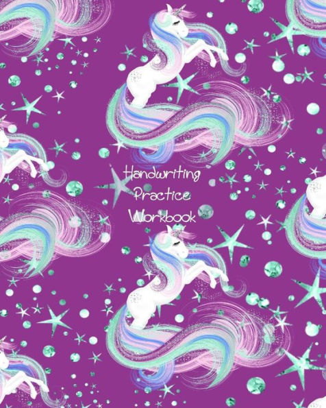 Handwriting Practice Workbook: Purple Unicorns Cover - Letter Tracing - Full Alphabet Sheets With Pictures. Improve Your Child's Writing Skills - Useful for All Ages