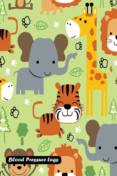 Blood Pressure Log: Animals wildlife cartoon cover