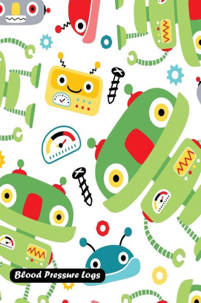 Blood Pressure Log: robots cartoon cover