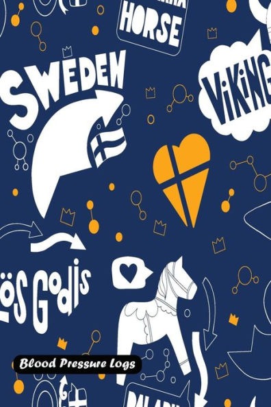 Blood Pressure Log: Seamless pattern with Sweden cover