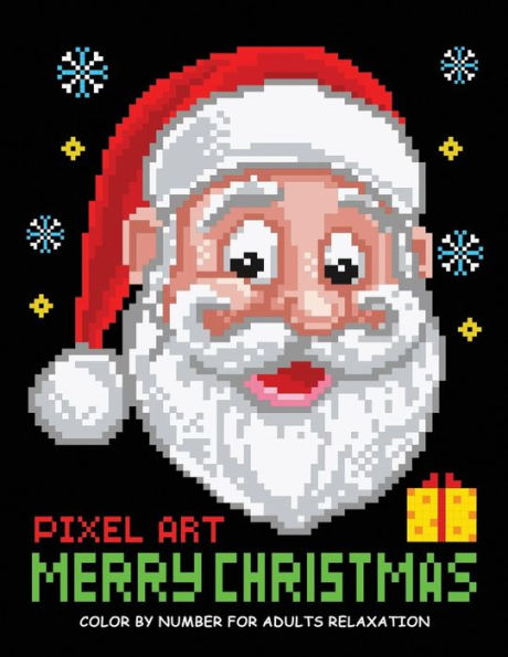 Merry Christmas Color By Number For Adults : Santa And Friend Pixel Art Relaxation
