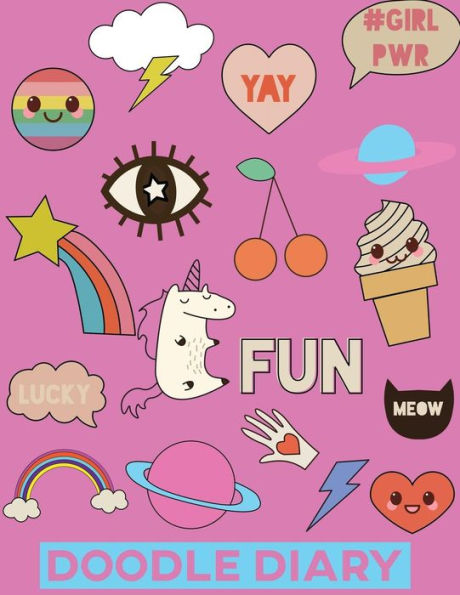 Doodle Diary: Cute Pink Random Doodles Drawings