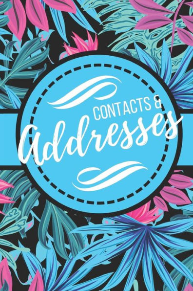 Contacts & Addresses: Pretty Purple & Blue with Floral Design (6" X 9")