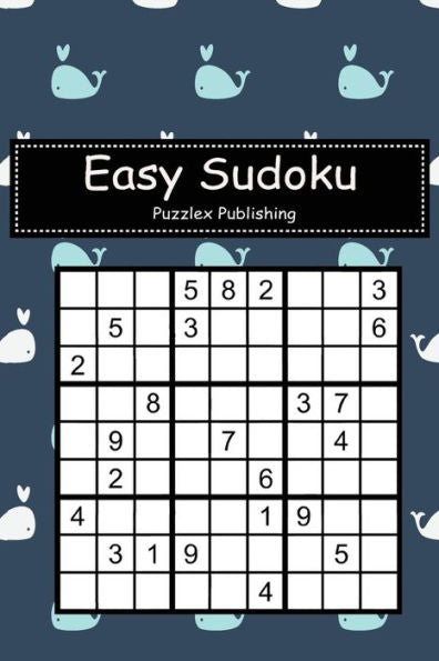 Easy Sudoku: Sudoku Puzzle Game For Beginers With Whales Seamless pattern on blue cover
