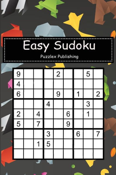Easy Sudoku: Sudoku Puzzle Game For Beginers With Animals Origami Pattern Black Cover