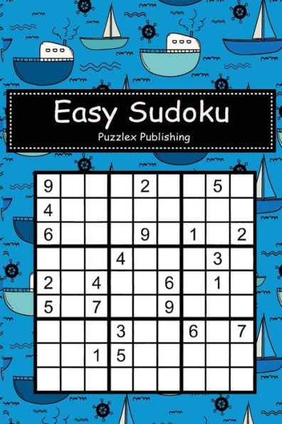 Easy Sudoku: Sudoku Puzzle Game For Beginers With Blue Hand Drawn Fishing Boat Pattern Background Cover
