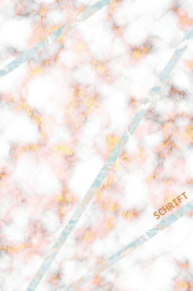 Schrift: Trendy & Hip Notitieboek - Blauw Roze Goud Marmer Design - Ideaal Voor School, Studie, Recepten Of Wachtwoorden