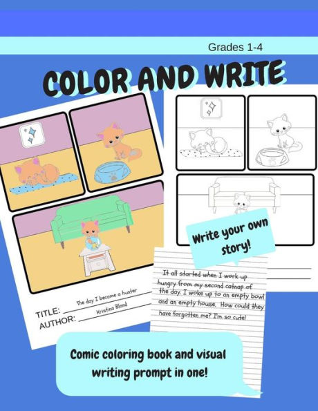 Coloreé y escriba. ¡Libro para colorear de cómics y mensaje de escritura visual en uno! Escribe tu propia historia.: Escribe historias o redacción de párrafos. papel de escritura