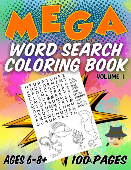 Mega Word Search Coloring Book : Jumbo Sized With 100 Pages - 1000 Vocabulary Words