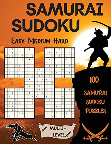 Samurai Sudoku: 100 Samurai Sudoku Puzzles 33 Easy - 33 Medium - 34 Hard Puzzles - 9781803852843